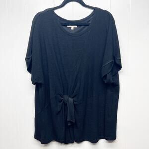 &. Layered Womens Top 2X Tie Front Relaxed Stretch Office Career Workwear Dressy